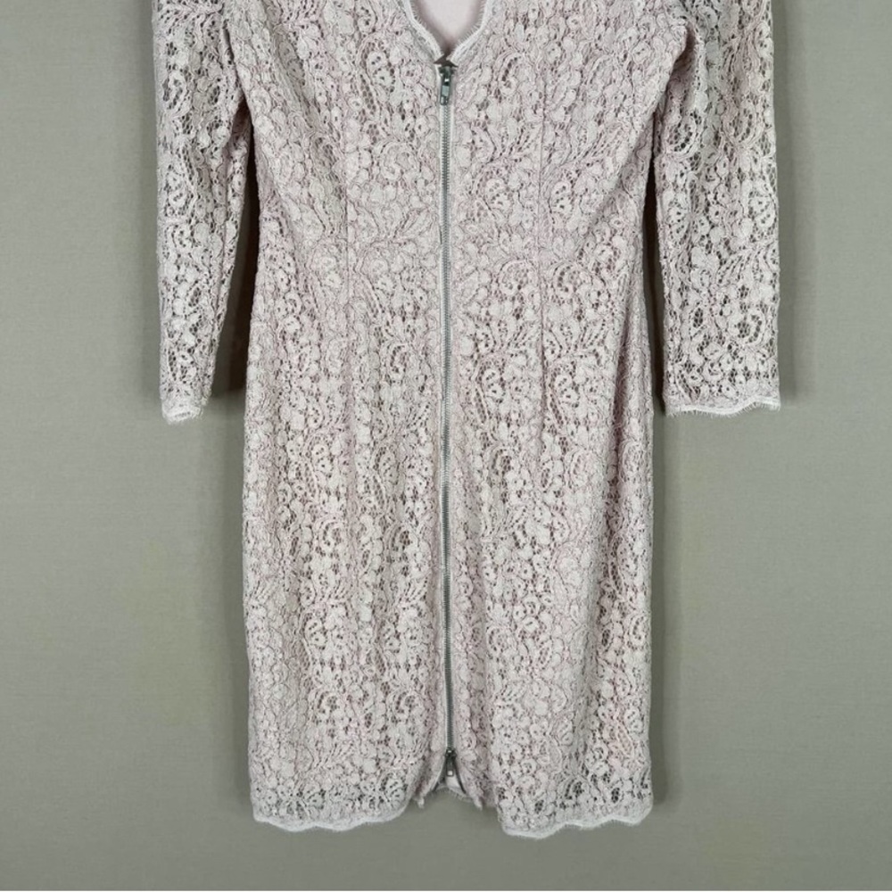 Adrianna Papell Evening Lace Dress with Exposed Back Zipper Pale Pink Size 6 - Picture 7 of 11